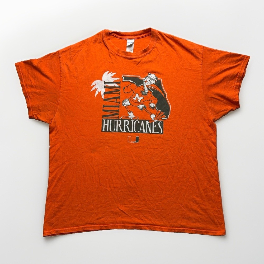 Vintage Miami Hurricanes Sebastian Ibis NCAA Football XL T-shirt Distressed Y2k